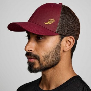 Férfi Saucony Adjustable Snap Back Trucker Sapka Piros | HUNGARY LJDUI