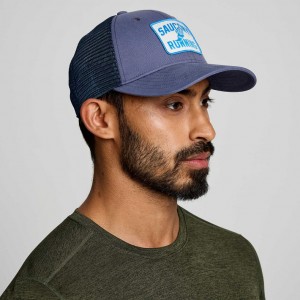 Férfi Saucony Adjustable Snap Back Trucker Sapka Kék | HUNGARY ISUYJ