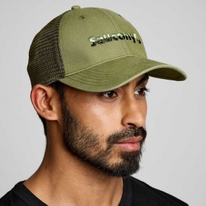 Férfi Saucony Adjustable Snap Back Trucker Sapka Olivazöld | HUNGARY PNQKZ