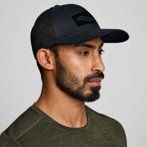 Férfi Saucony Adjustable Snap Back Trucker Sapka Fekete | HUNGARY BSXUJ