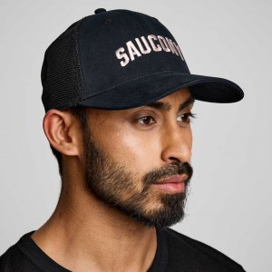 Férfi Saucony Adjustable Snap Back Trucker Sapka Fekete | HUNGARY ZUSQT