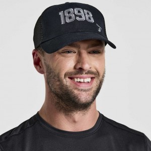 Férfi Saucony Adjustable Snap Back Trucker Sapka Fekete | HUNGARY UHKDC