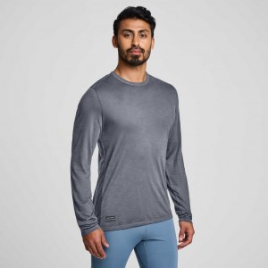 Férfi Saucony Peregrine Merino Long Sleeve Póló Szürke | HUNGARY IVHYM