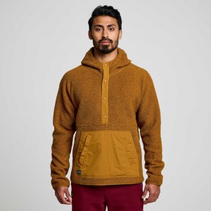 Férfi Saucony Recovery Sherpa Pullover Kapucnis Pulóver Barna | HUNGARY CNYHQ