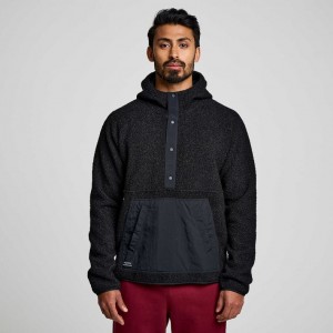 Férfi Saucony Recovery Sherpa Pullover Kapucnis Pulóver Fekete | HUNGARY IHKRO