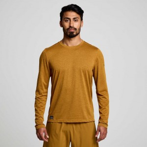 Férfi Saucony Stopwatch Long Sleeve Póló Barna | HUNGARY MQLHP