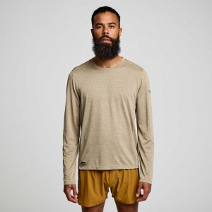 Férfi Saucony Stopwatch Long Sleeve Póló Khaki | HUNGARY YPSGT