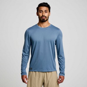 Férfi Saucony Stopwatch Long Sleeve Póló Kék | HUNGARY REWXO