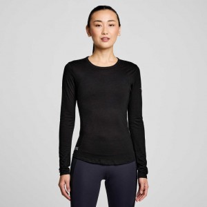 Női Saucony Peregrine Merino Long Sleeve Póló Fekete | HUNGARY AOHEX