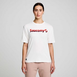 Női Saucony Recovery Rövid Sleeve Póló Fehér | HUNGARY KGLOS