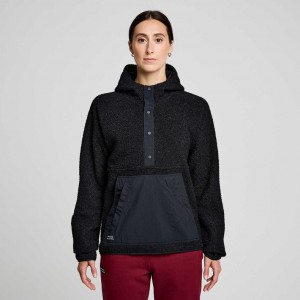 Női Saucony Recovery Sherpa Pullover Kapucnis Pulóver Fekete | HUNGARY YRMIU