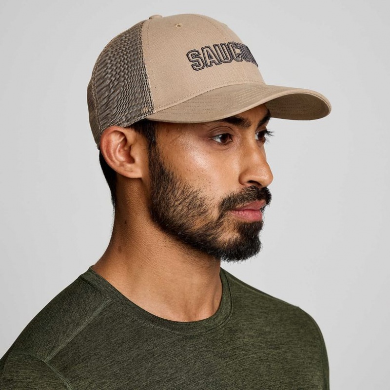 Férfi Saucony Adjustable Snap Back Trucker Sapka Bézs | HUNGARY RXYPA