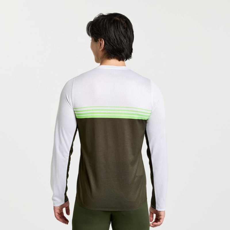 Férfi Saucony Elite Long Sleeve Póló Fehér Fekete | HUNGARY KOIGQ