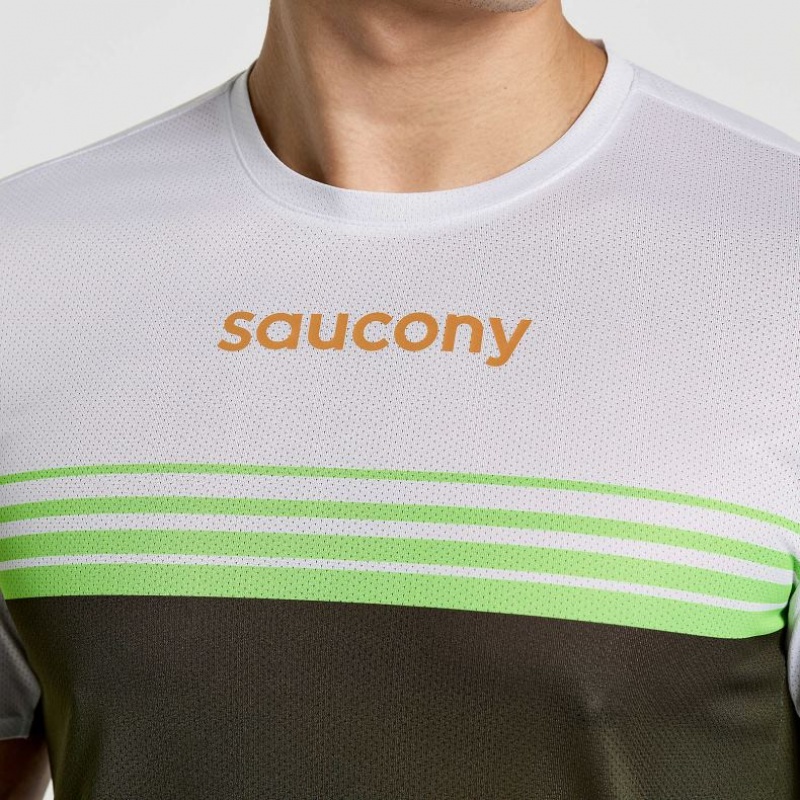 Férfi Saucony Elite Rövid Sleeve Póló Fehér Fekete | HUNGARY AGZEO