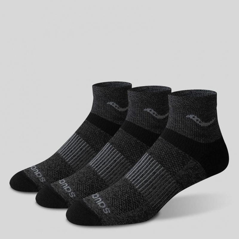 Férfi Saucony Inferno Merino Wool Blend Quarter 3-Pack Zokni Fekete | HUNGARY WLUGQ