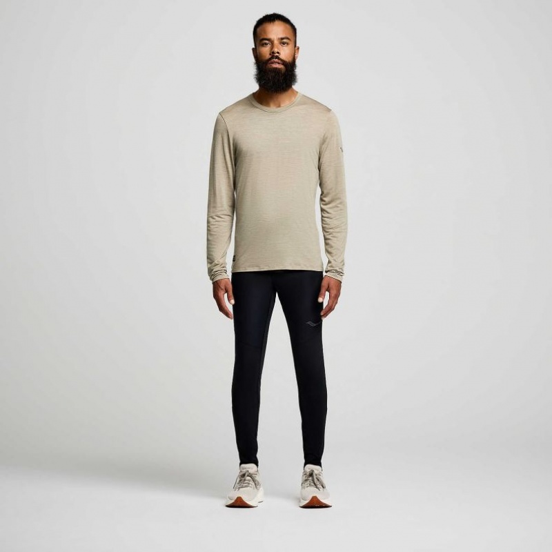 Férfi Saucony Peregrine Merino Long Sleeve Póló Olivazöld | HUNGARY SEDPU