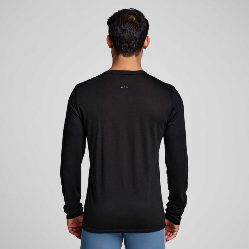 Férfi Saucony Peregrine Merino Long Sleeve Póló Fekete | HUNGARY PFHJA