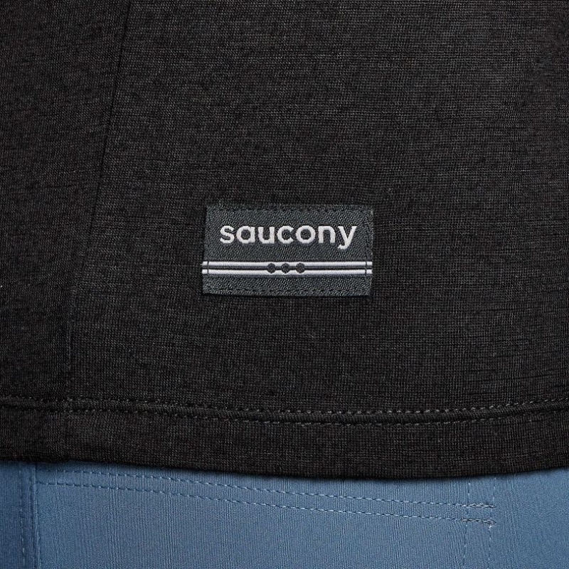 Férfi Saucony Peregrine Merino Long Sleeve Póló Fekete | HUNGARY PFHJA