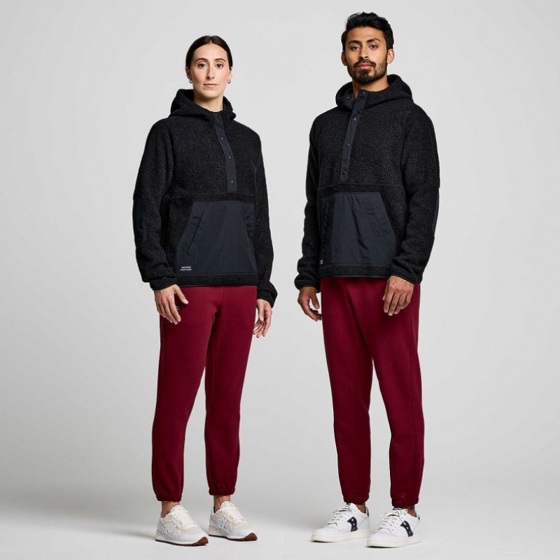 Férfi Saucony Recovery Sherpa Pullover Kapucnis Pulóver Fekete | HUNGARY IHKRO