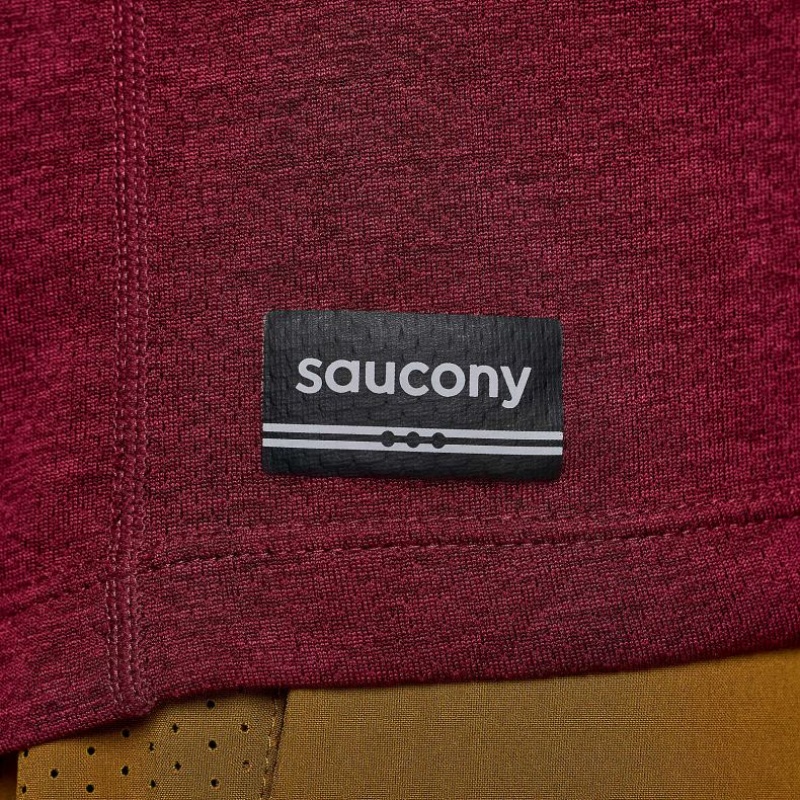 Férfi Saucony Stopwatch Graphic Long Sleeve Póló Piros | HUNGARY JHSXN