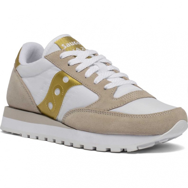 Női Saucony Jazz Original Sportcipő Fehér Bézs Arany | HUNGARY PDYVL