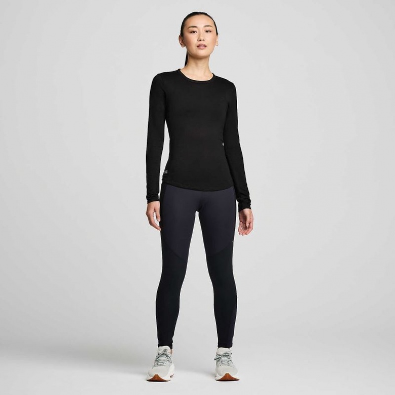 Női Saucony Peregrine Merino Long Sleeve Póló Fekete | HUNGARY AOHEX