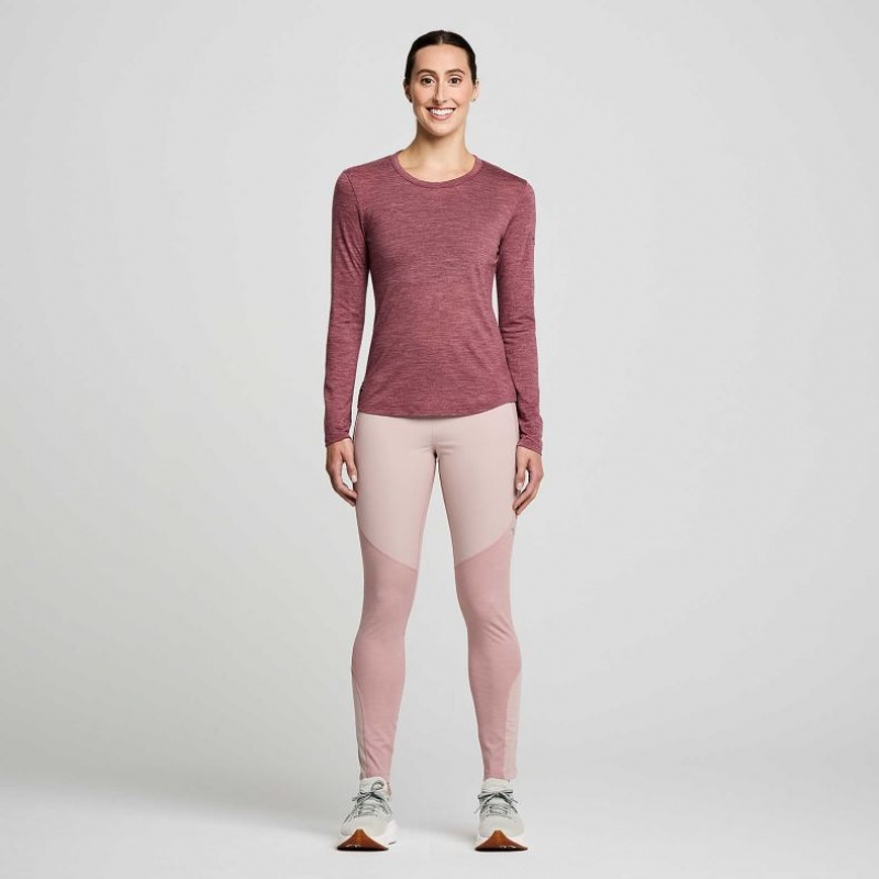 Női Saucony Peregrine Merino Long Sleeve Póló Piros | HUNGARY WRITL