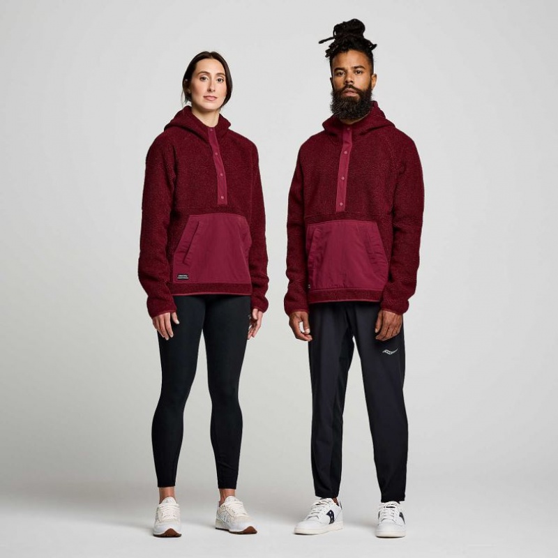 Női Saucony Recovery Sherpa Pullover Kapucnis Pulóver Bordó | HUNGARY WYEBG