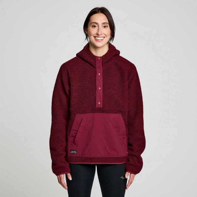 Női Saucony Recovery Sherpa Pullover Kapucnis Pulóver Bordó | HUNGARY WYEBG