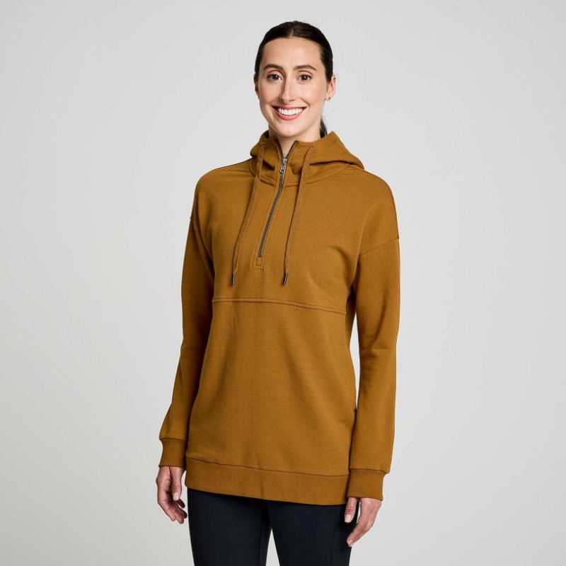 Női Saucony Recovery Zip Tunic Kapucnis Pulóver Barna | HUNGARY ABPNM