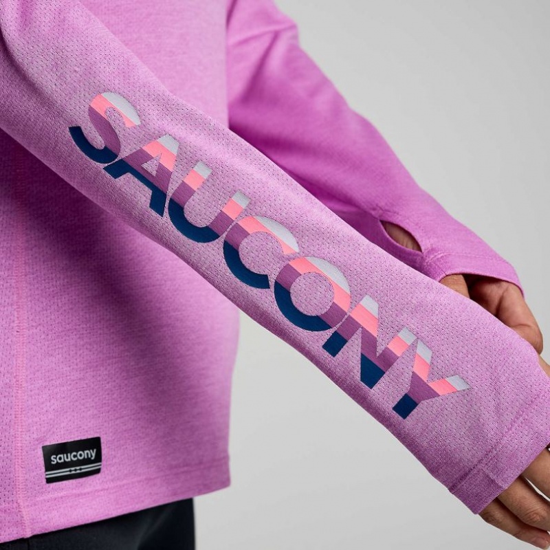 Női Saucony Stopwatch Graphic Long Sleeve Póló Lila | HUNGARY DUBIN