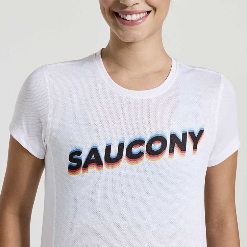 Női Saucony Stopwatch Graphic Rövid Sleeve Póló Fehér | HUNGARY JSNYF